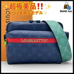 【超極美品】ルイヴィトン Louis Vuitton モノグラム タイガラマ パシフィックメッセンジャー ショルダーバッグ アウトドアメッセンジャー ブルー×グリーン×レッド M43829 マルチカラー メンズ