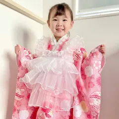 七五三3歳チュール被布オーガンジーフリルレース被布エプロンワンピース可愛い