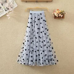 ハート柄ロングスカート　チュールスカート (T)