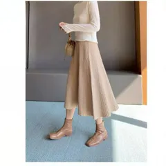 フレアスカート ニット ロング丈 デザイン レディース 韓国ファッション ファッション[K](T)
