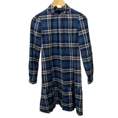 YORKLAND(ヨークランド) ワンピース サイズ9AR S レディース - ネイビー×ダークネイビー×白 ハイネック/長袖/ひざ丈/チェック柄