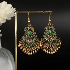 孔雀モチーフ ピアス エスニック ゴールド ロング レディース