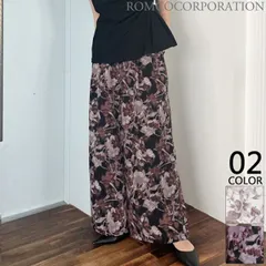 イージーパンツ 花柄 フラワープリント レディース 総ゴム ウエストゴム 裏地付 ロング丈 ストレートシルエット 楽ちんパンツ ワイド風 ヴィンテージ調 黒 アイボリー ブラック 柄パンツ シンプル おしゃれ きれいめ カジュアル フェミニン 韓国ファッション