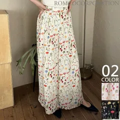 フラワー柄ワイドタックパンツ(裏地付き) (T)