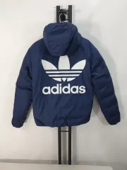 アディダス 軽量 ダウン BIG トレフォイル リバーシブル 両面 ダウン ジャケット ネイビー XS