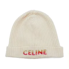 CELINE セリーヌ ニット帽 ウール ロゴ スパンコール アイボリー TU レディース メンズ ニットキャップのサムネイル
