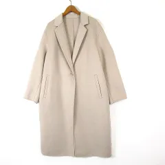 ユニクロ UNIQLO 23AW ダブルフェイス ロングコート 211-460927 ウールブレンド チェスターコート XL ナチュラル 大きいサイズ 美品