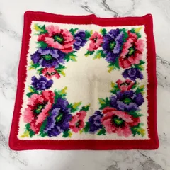 FEILER フェイラー タオルハンカチ ハンカチ シェニール織 花柄 ピンク × パープル お花 レッド