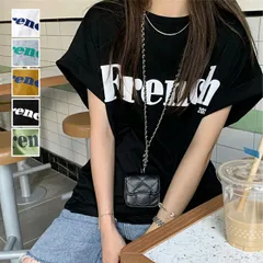 フレンチスリーブ 英字ロゴTシャツ 韓国(T)