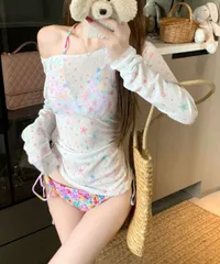 花柄ビキニ4点セットセパレート水着 (T)