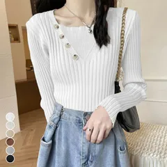 レイヤード風 リブニットトップス 韓国ファッションレイヤード風 リブニットトップス 韓国ファッション(T)