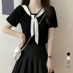 ボウタイ ニットトップス バイカラーボウタイ ニットトップス バイカラー(T)