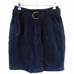 アースミュージック&エコロジー EARTH MUSIC & ECOLOGY Special Edition スカート フレア ミニ コーデュロイ コットン 無地 S 紺 ネイビー ボトムス /T2