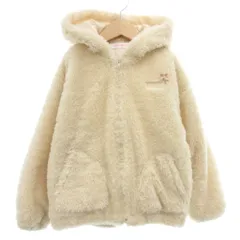 メゾピアノ mezzo piano ボアジャケット 130 ロゴ 刺繍 中綿 フード ジップアップ アイボリー /AE