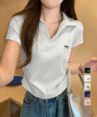 Vネックポロシャツ レディースTシャツ夏 (T)