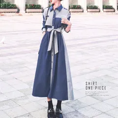 シャツワンピース ロング レディース 長袖 ミモレ丈 ワンピース(T)