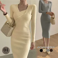 タイト ニットワンピース クロスネック(T)