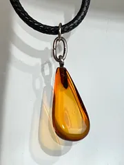 【SILVER 850】琥珀 ティアドロップ ネックレス