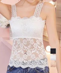 キャミソール 総レース パッド付き肌着 (T)