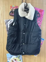 黒 ボア裏地 ダウン ベスト