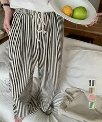 ストライプセミワイドパンツ ハイウエスト (T)