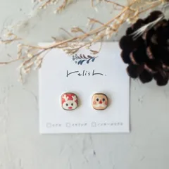 クリスマス サンタクロース トナカイ 金継ぎ ピアス イヤリングノンホールピアス サンタ 12月 冬 赤 レッド ゴールド 金 小さい 小ぶり イベント ギフト プレゼント 贈り物 誕生日　陶器 絵付