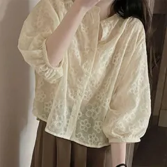 花柄刺しゅうレース ブラウス レディース(T)