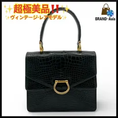 【超極美品】セリーヌ CELINE クロコダイル ガンチーニ ブラック ハンドバッグ レディース ヴィンテージ ゴールド金具