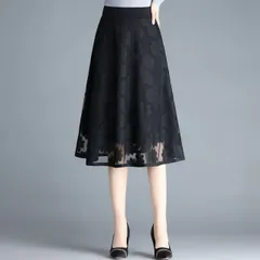 M～4L 大きいサイズ ウエストゴム 可愛い花柄レース スカート(T)