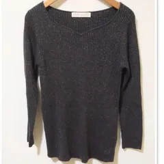 【SENSE of PLACE】 ニットトップス　ラメ入り　サイズ　フリーサイズ　カラー　グレー