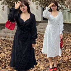 2L～6L 大きいサイズ 胸元 パール付き 可愛いフリル 上品感ジャガード織ドレスワンピース(T)