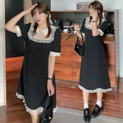 種類8：ブラック/膝丈/5L バイカラー学生風セーラー服ワンピース (T)