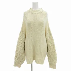 アズールバイマウジー AZUL by moussy ワッフルスリーブクルーネックプルオーバー 長袖 セーター M オフホワイト /UO