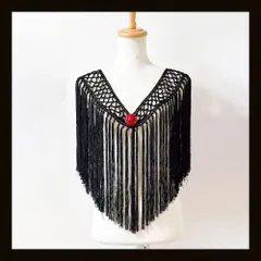 【試作サンプル品】ラメ入りブラック・amiamiシージョ／フラメンコ・ダンス・ベリーダンス・舞台衣装小物・ピキージョ・シージョ・ヒップスカーフ
