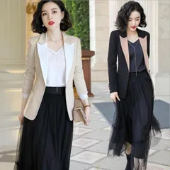 種類1：S/ジャケット 大きいサイズ OL通勤 チュールスカート レディーススーツ (T)