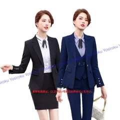 種類12：ネイビー/M/ジャケット+スカート 大きいサイズ レディーススーツ (T)