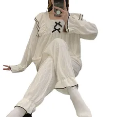 種類4：オフホワイト/4L 春秋 レディースパジャマ 可愛い部屋着 上下2点セット (T)