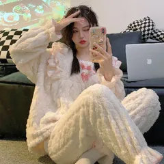 種類12：ピンク/L 暖かいフリルリボンパジャマ (T)