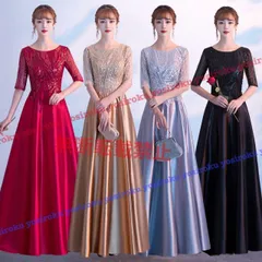 種類11：ブラック/M キラキラスパンコール刺繍ドレス (T)