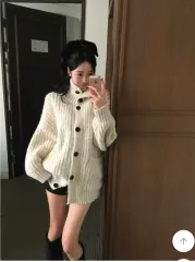 新品/原価 42ボタン オーバーサイズ ハチ リブ編み ニット カーディガン Blanchet Zanne