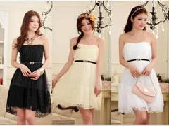 種類8：シャンパン/F Ａライン　シンプル　優雅　チュール・レース切替ドレス (T)