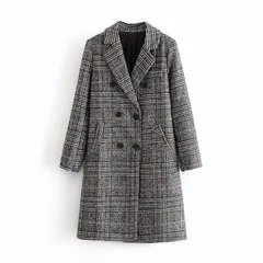 S～2L 通勤 パーティードレス パーティドレス フォーマルドレス ダブルブレスト 千鳥柄 コート(T)