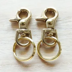 R40 2個セット 回転レバーナスカン 二重リング 真鍮製キーホルダー｜ブラスの重厚感と実用性を備えたヴィンテージ仕様 開運・風水・縁起物 大人のキーアクセサリー