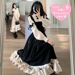 種類2：黒/3L/ワンピース 可愛いフリル　リボン付きワンピース (T)