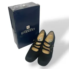 極美品　GIVENCHY ジバンシー　ハイヒール　パンプス　スエード　トリプルストラップ　メダリオン　チャンキーヒール　黒　ブラック　22.5cm