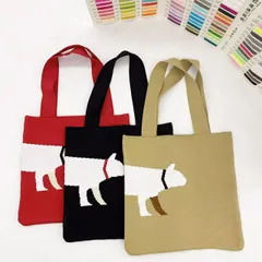 ニットバッグ トートバッグ レディース 猫柄 デザイン  韓国 ファッション 雑貨 かわいい おしゃれ 北欧 送料無料 [K] (T)