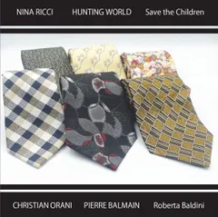 ✱NINA RICCI／HUNTING WORLD／PIERRE BALMAIN 他（ニナリッチ／ハンティングワールド 他）✱ ネクタイ 6本セット まとめ売り シルク チェック柄 アニマル柄 総柄 幾何学柄 ブランド ビジネス フォーマル スーツ