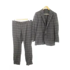 グリーンレーベルリラクシング ユナイテッドアローズ green label relaxing × REDA社 シングルスーツ セットアップ 2点セット テーラードジャケット 総裏地 スラックス ウール チェック 48 84 M グレー /MN8 ■GY11