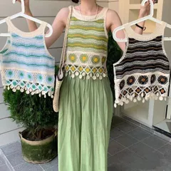 透かし編みベスト　ビスチェ (T)