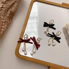 ピアス アクセサリー パール 蝶結び チェーン ロングタイプ ビンテージ  韓国 ファッション 雑貨 かわいい おしゃれ 北欧 送料無料 [K] (T)